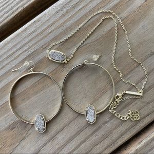 Kendra Scott Elora Elisa Gold Silver DRUZY SET NEW